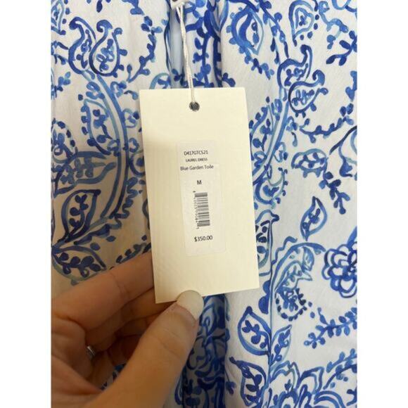 NWT Caroline Constas Laurel Paisley-Print Flounce Mini Dress Blue Garden Toile - Picture 5 of 8